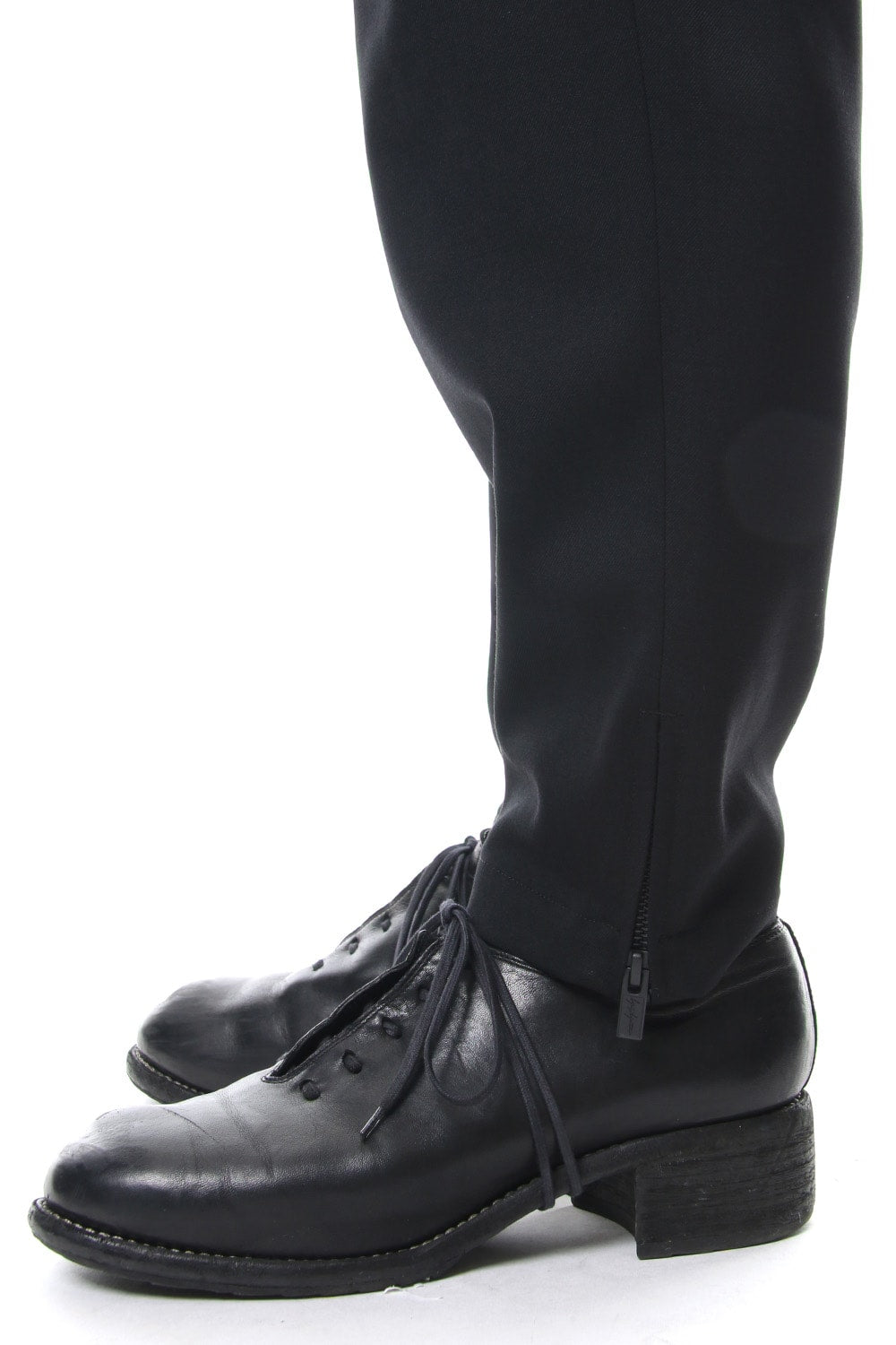 Knee Cross Fastener Slim Pants Straight Twill