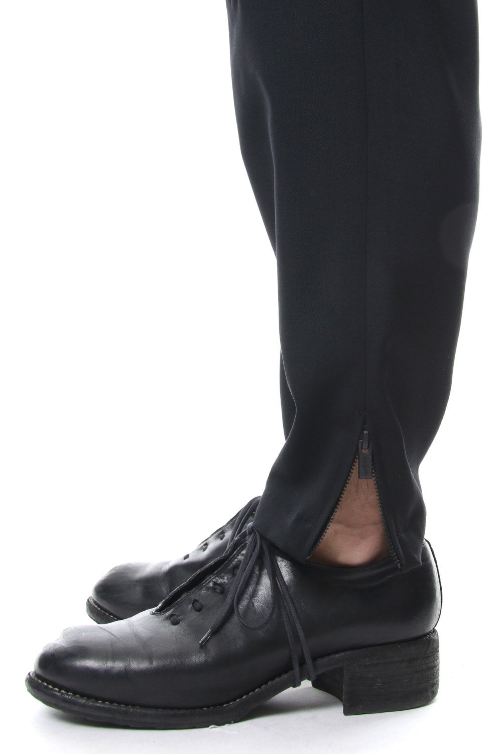 Knee Cross Fastener Slim Pants Straight Twill