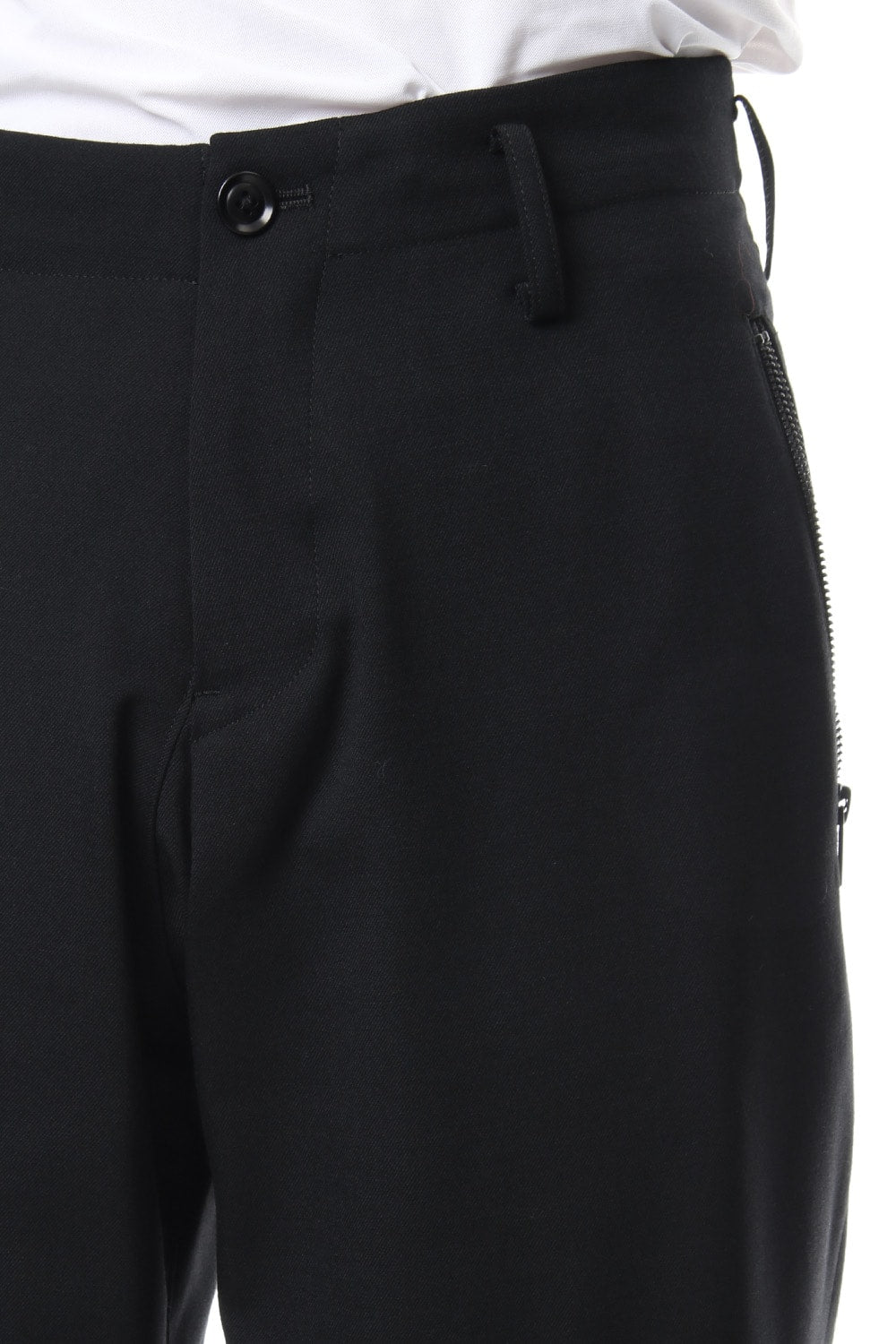 Knee Cross Fastener Slim Pants Straight Twill