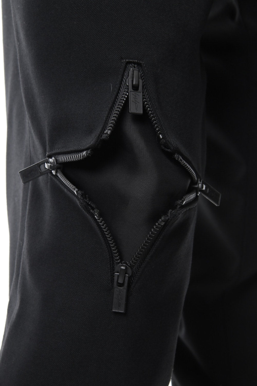 Knee Cross Fastener Slim Pants Straight Twill