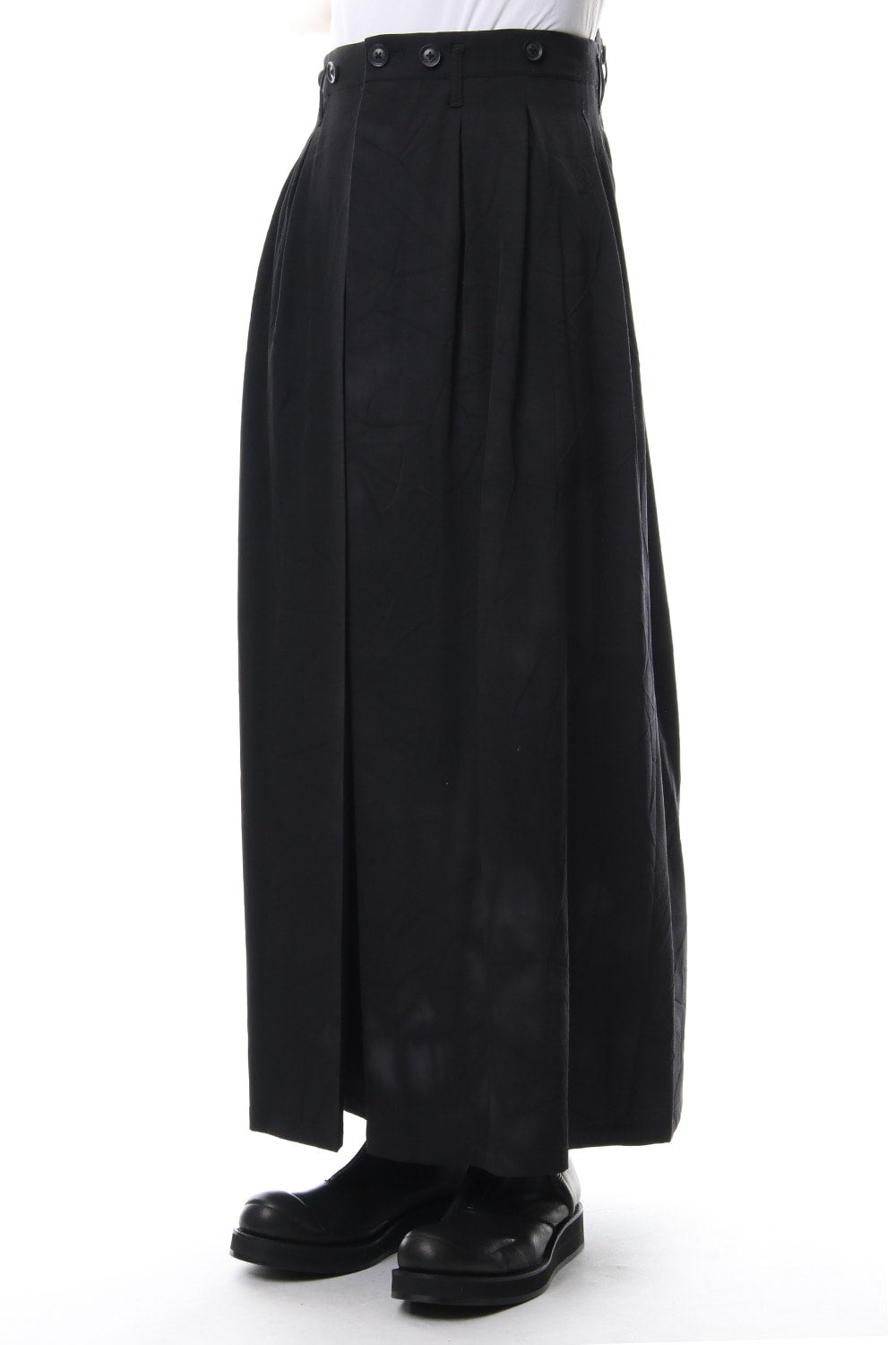 Front Pleated Uneven Dyeing Wrinkled Gabardine