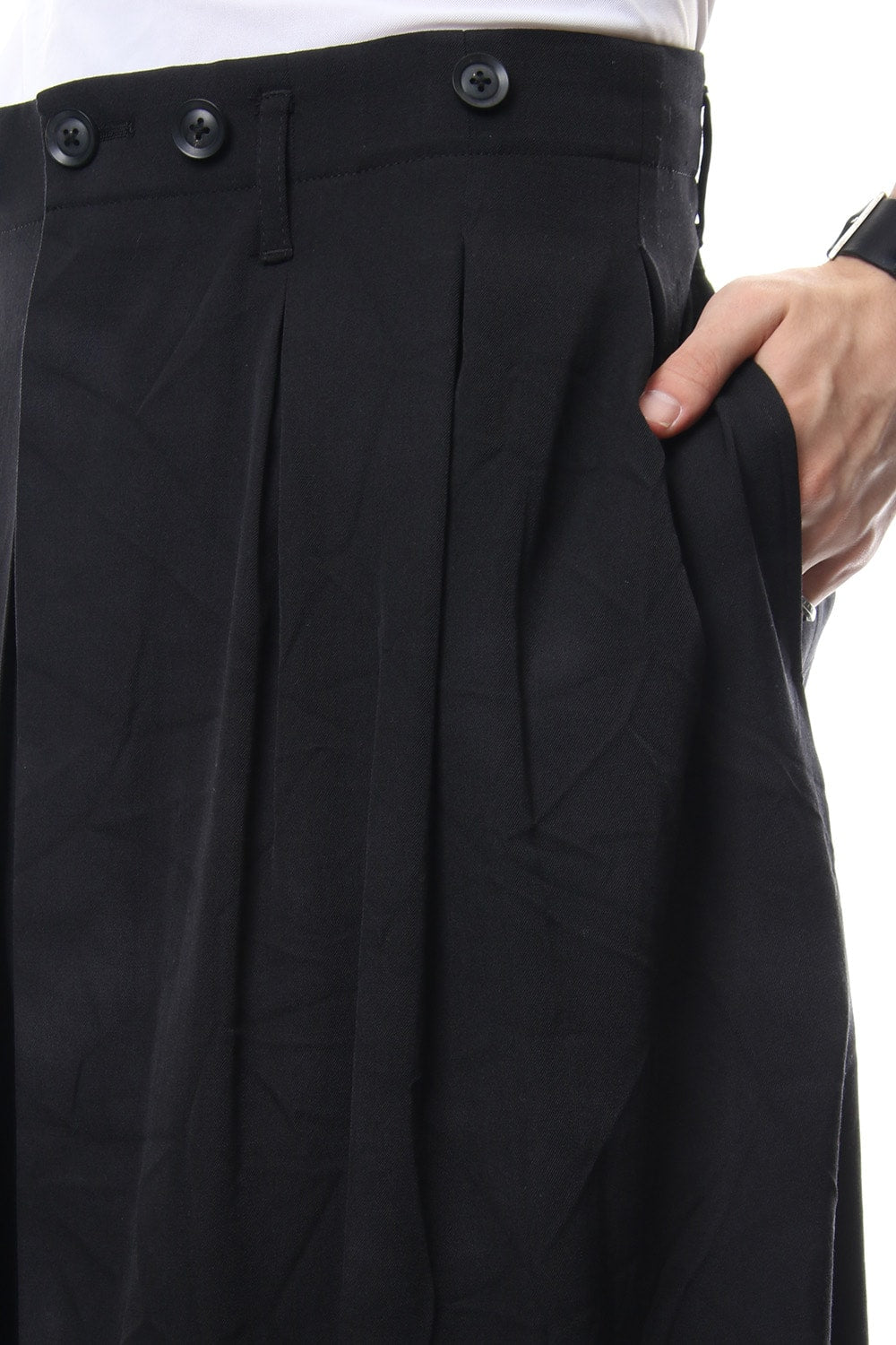 Front Pleated Uneven Dyeing Wrinkled Gabardine