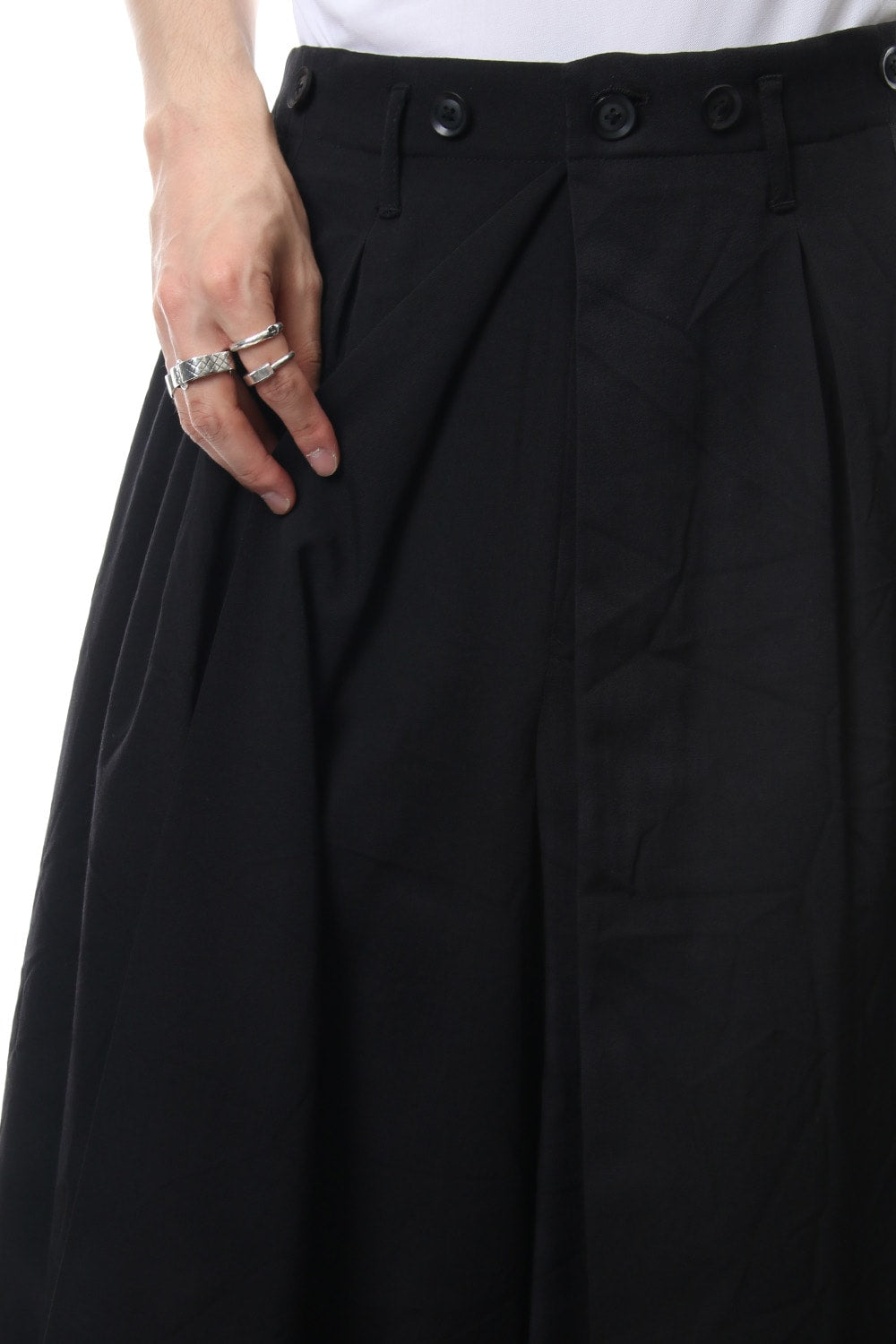 Front Pleated Uneven Dyeing Wrinkled Gabardine