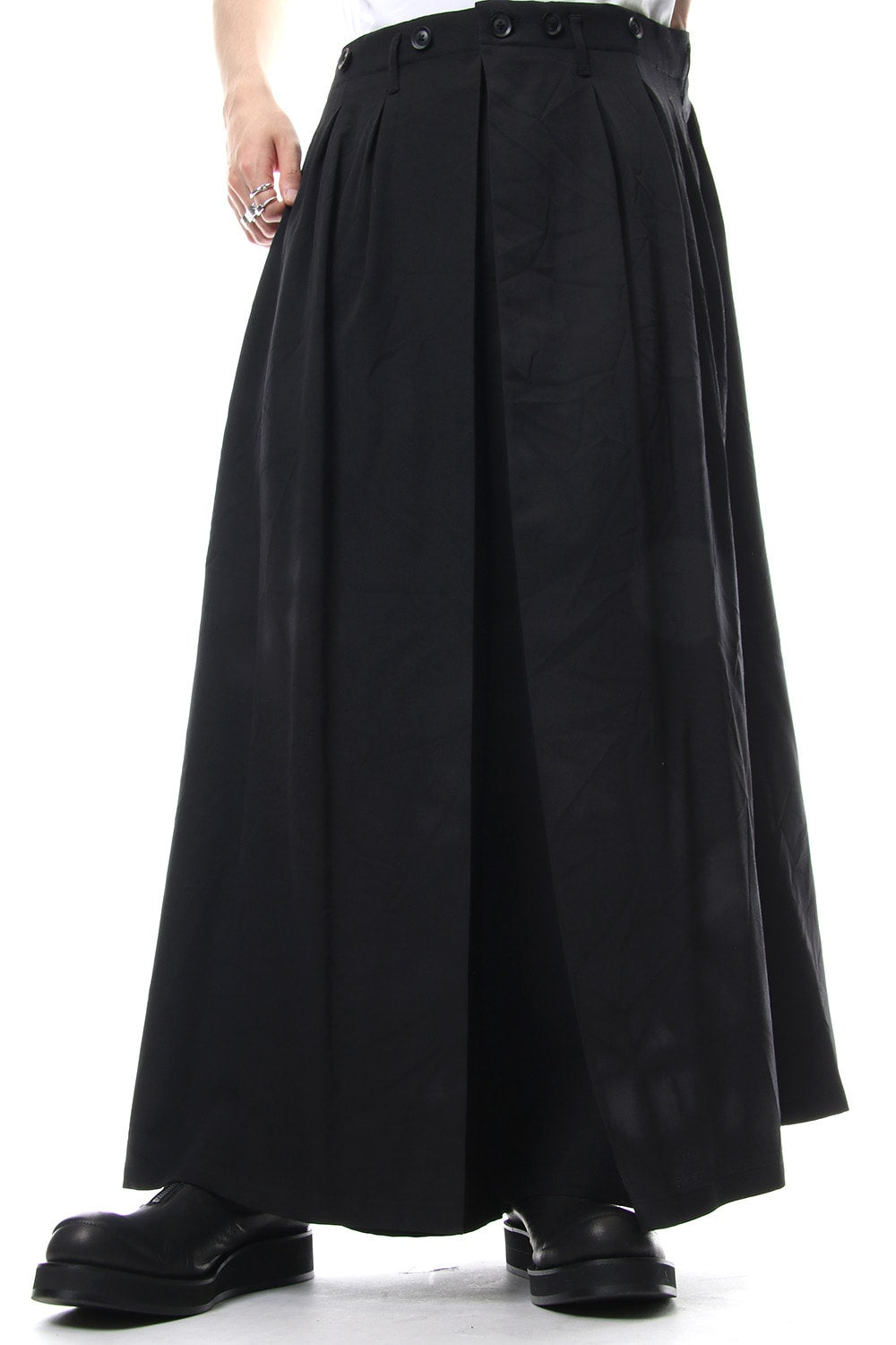 Front Pleated Uneven Dyeing Wrinkled Gabardine