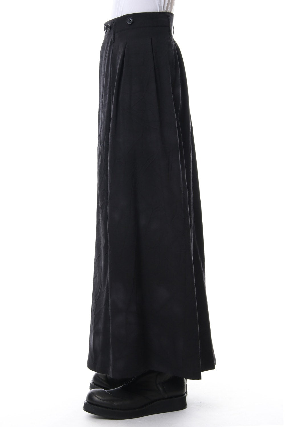 Front Pleated Uneven Dyeing Wrinkled Gabardine