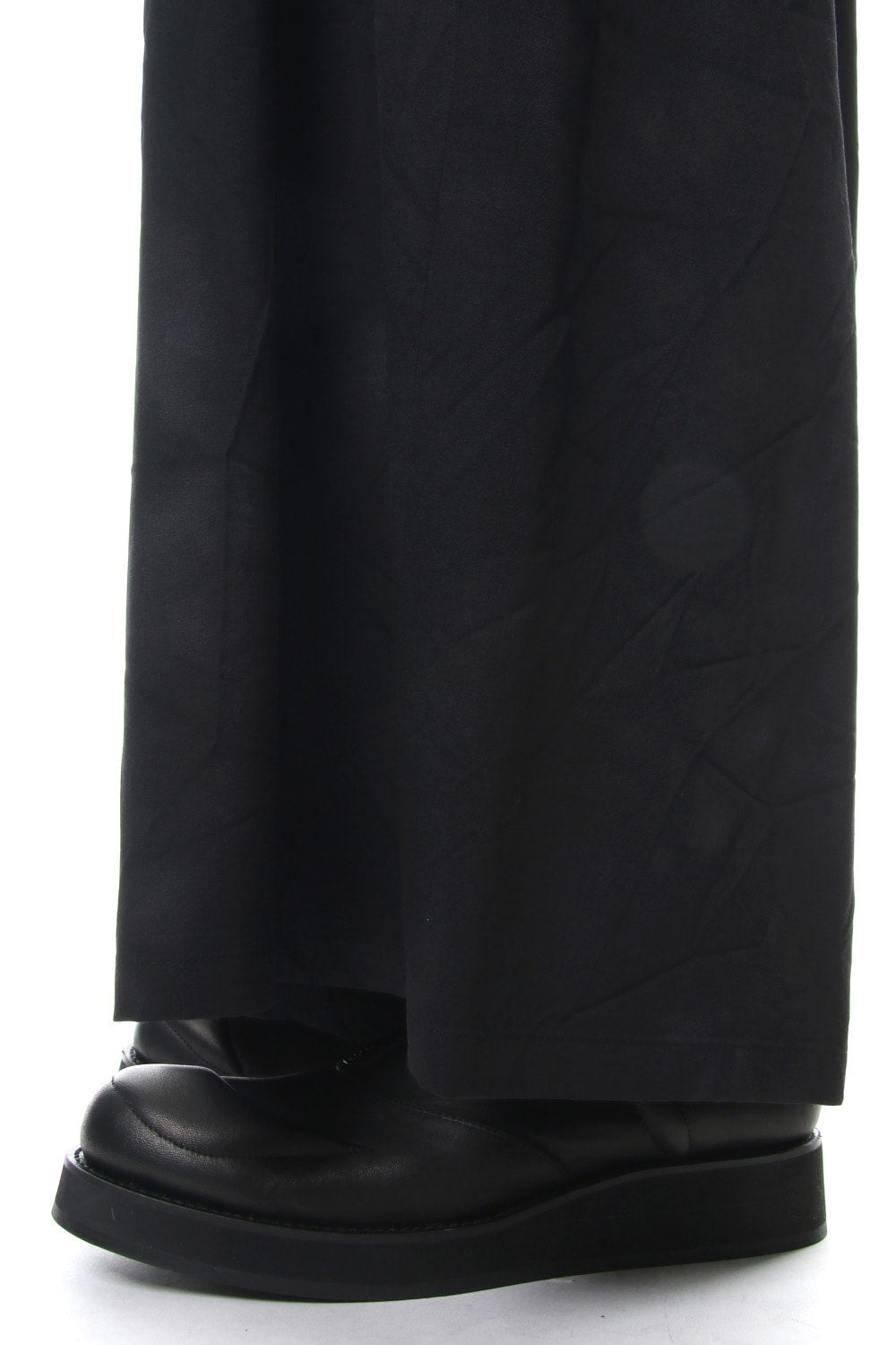 Front Pleated Uneven Dyeing Wrinkled Gabardine