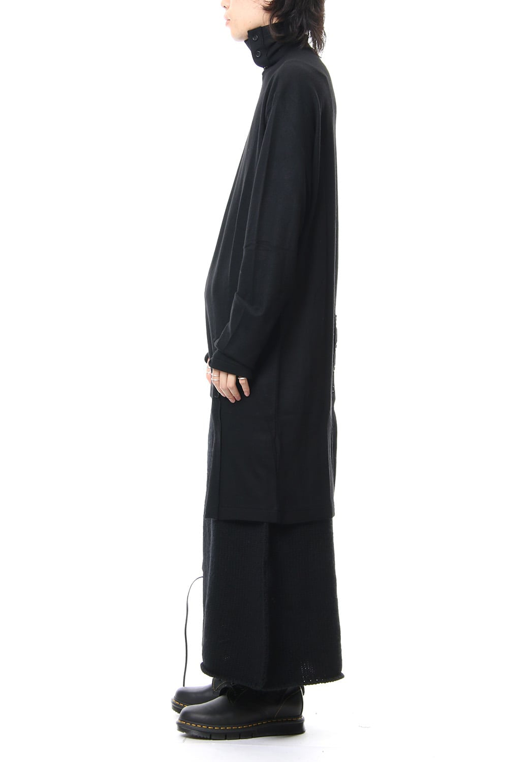 Leather Lace Seam Grafting Knit Long Skirt