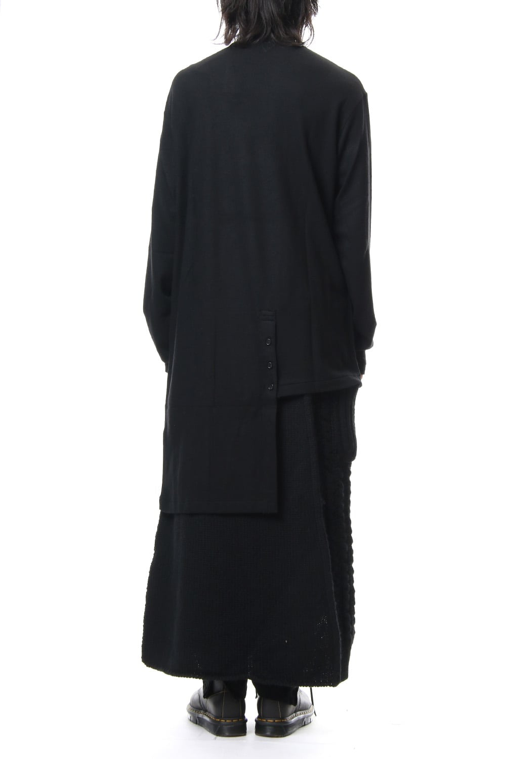 Leather Lace Seam Grafting Knit Long Skirt