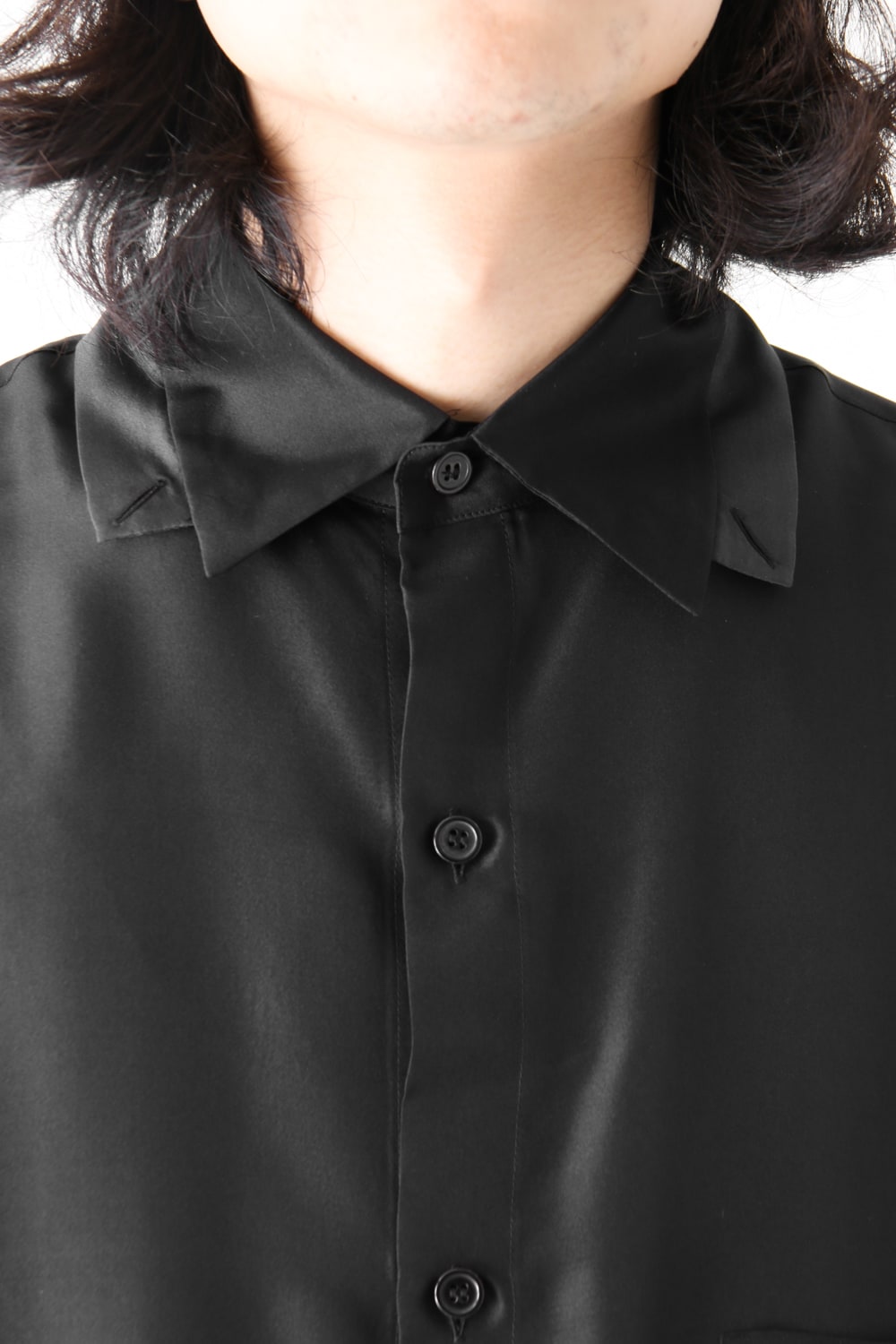 Hidden Collar Button Silk Shirt