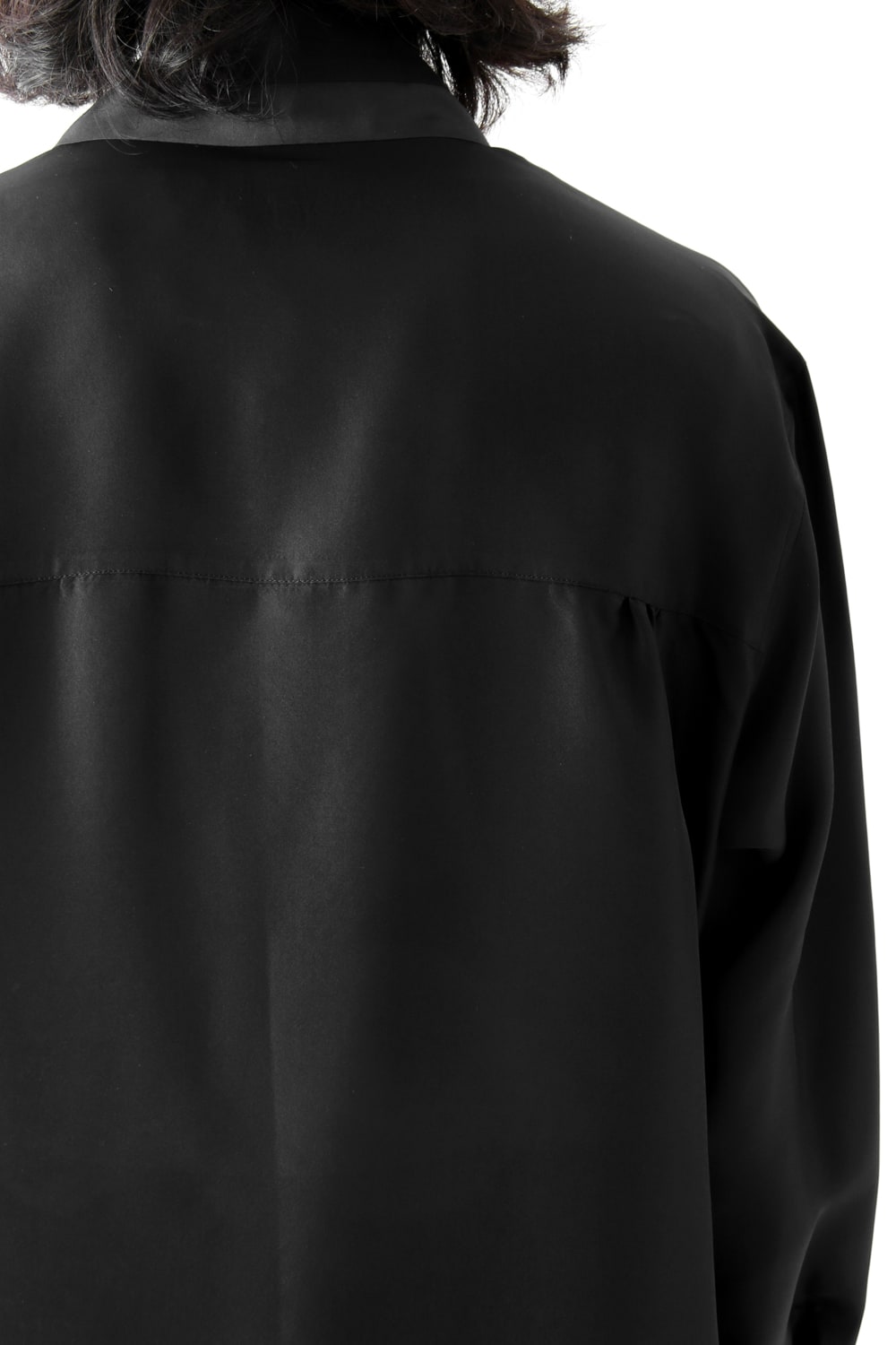 Hidden Collar Button Silk Shirt