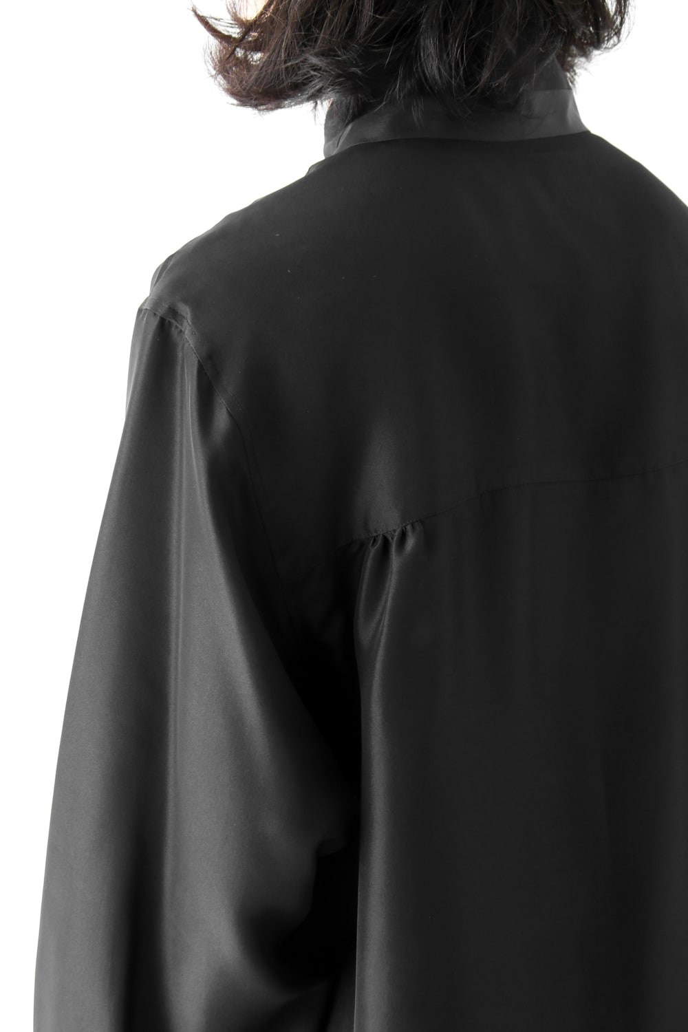 Hidden Collar Button Silk Shirt