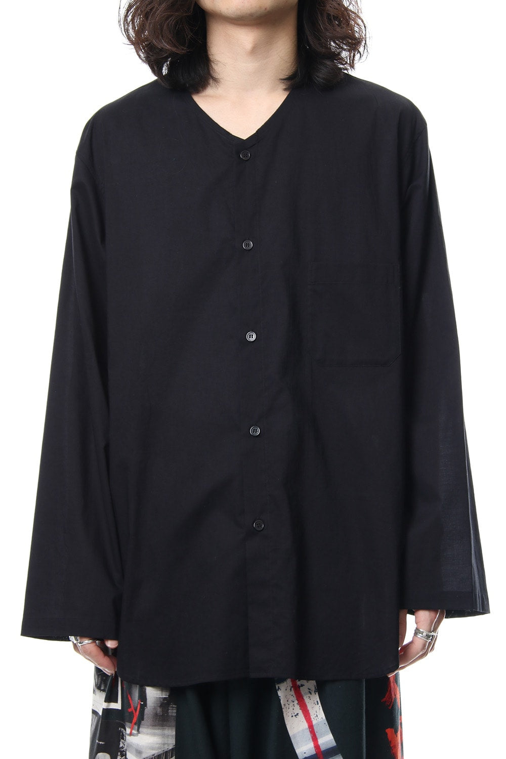 No Collar Long Sleeve Shirt