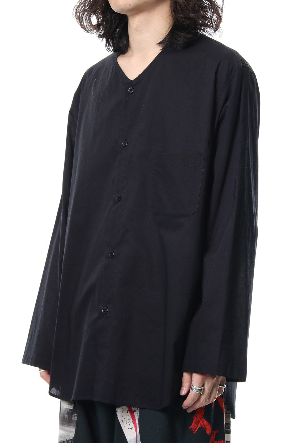 No Collar Long Sleeve Shirt