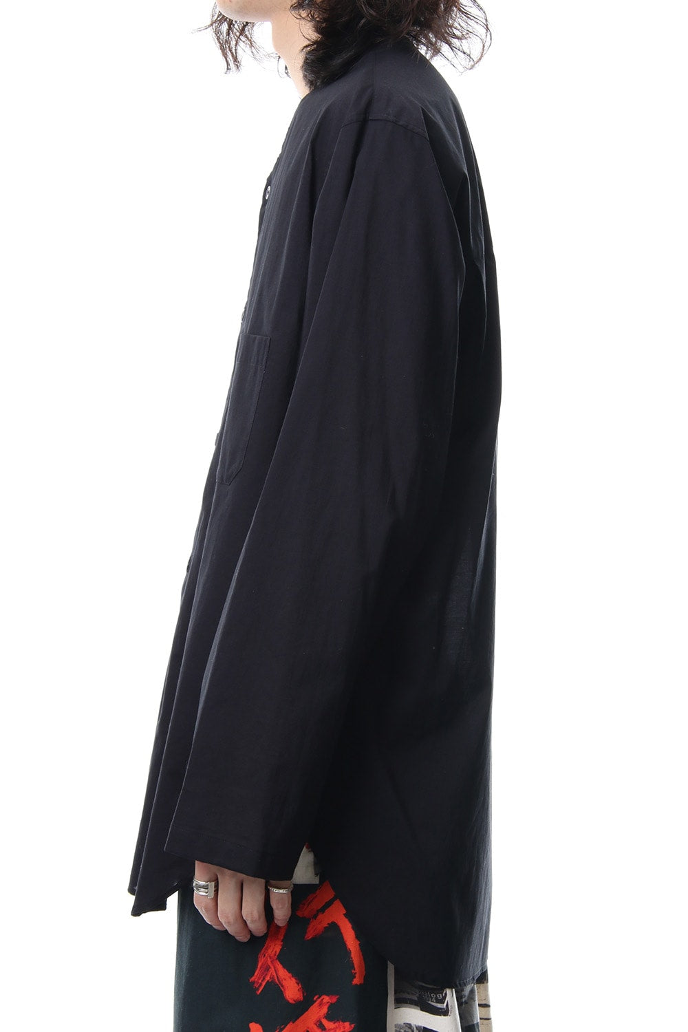 No Collar Long Sleeve Shirt