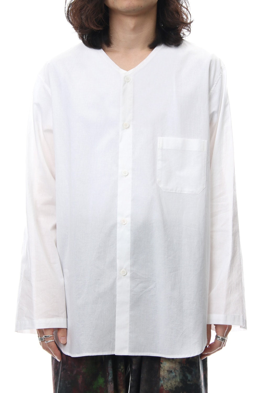No Collar Long Sleeve Shirt