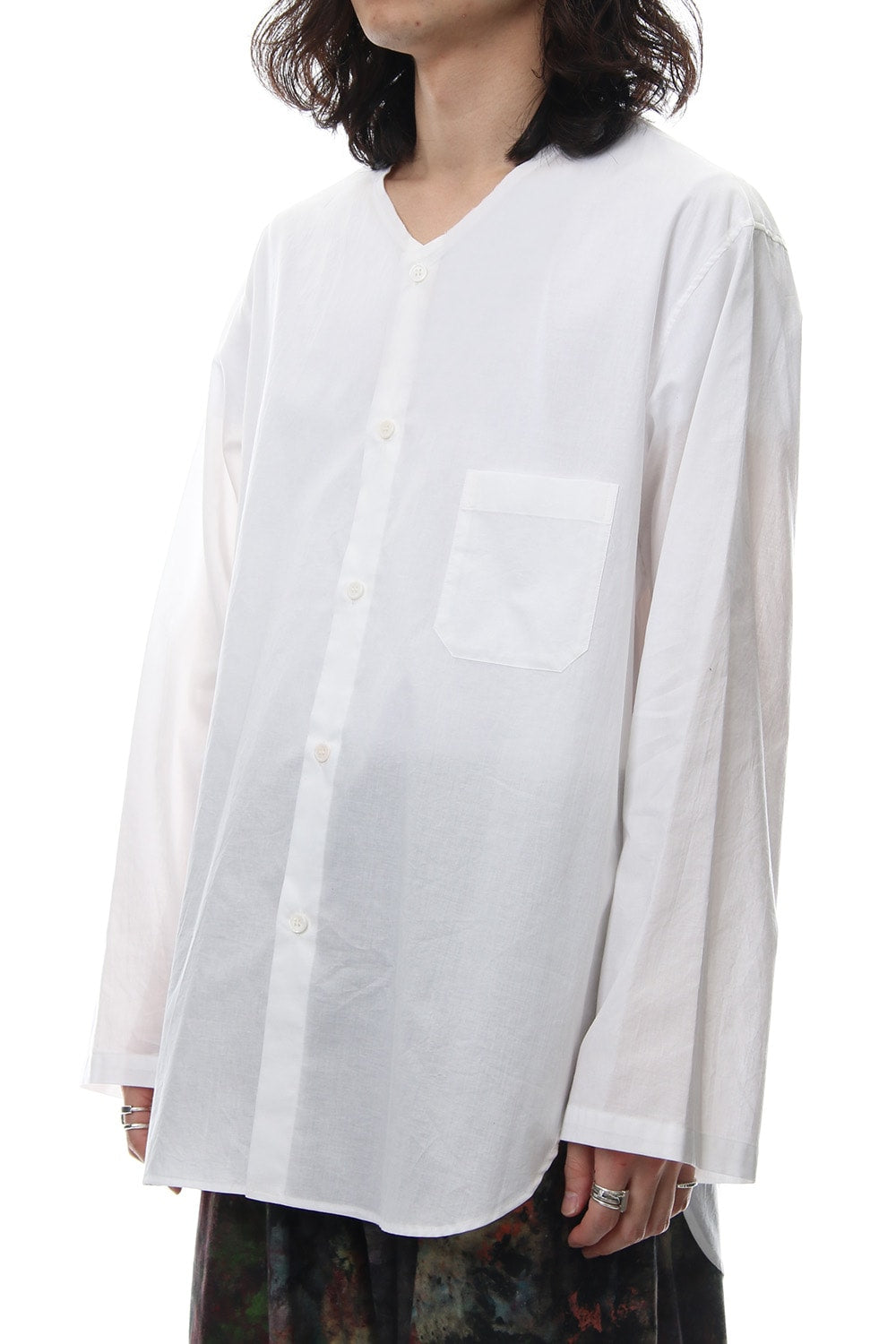 No Collar Long Sleeve Shirt