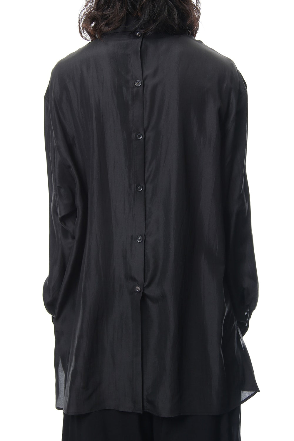 Black open camellia tobacco shirt