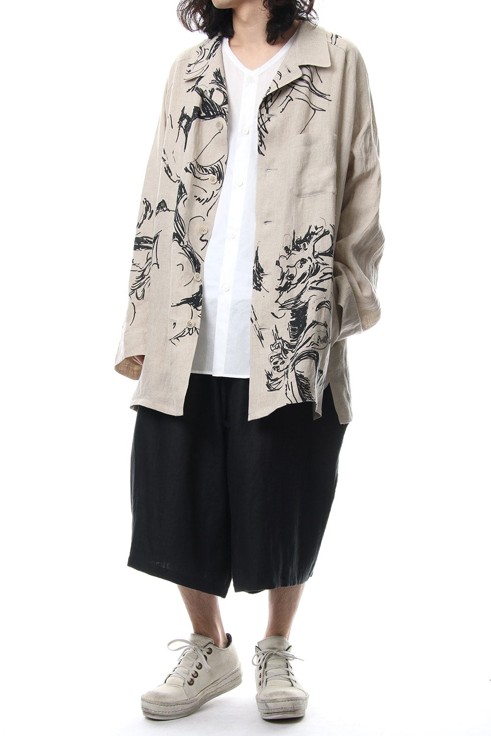 Yoke Sleeve Hemp Pattern Jacket 