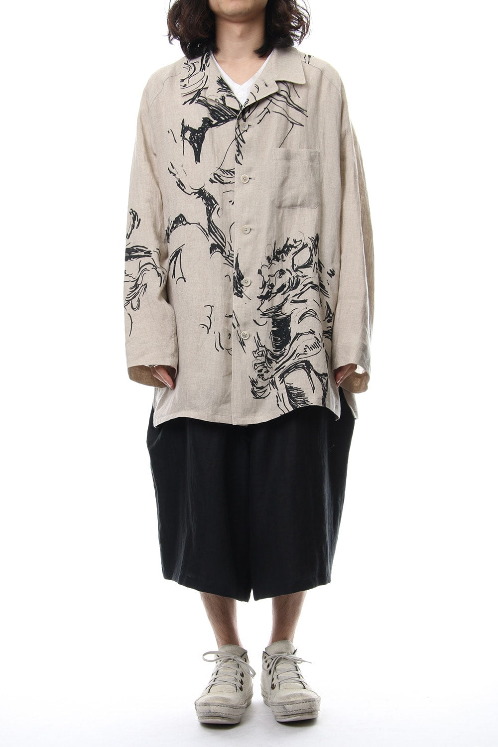 Yoke Sleeve Hemp Pattern Jacket 