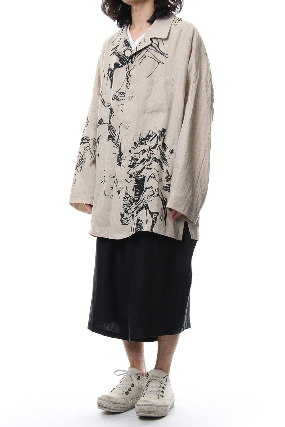 Yoke Sleeve Hemp Pattern Jacket 