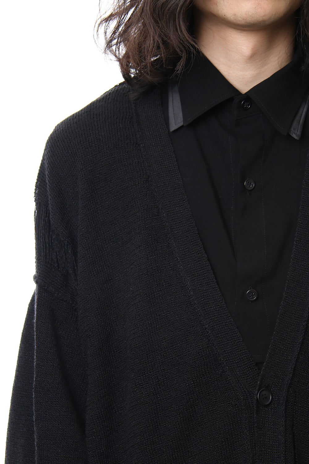 Damage Knit Design Cardigan 