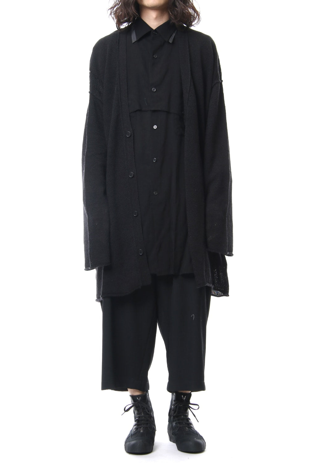 Damage Knit Design Cardigan 