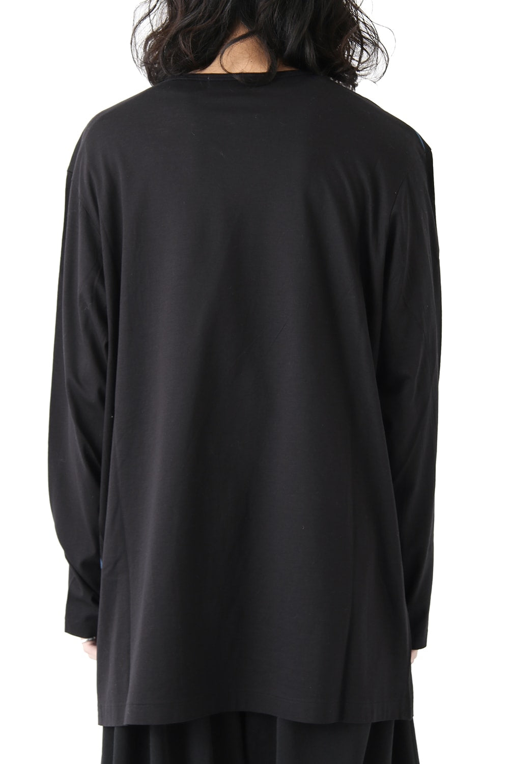 Crew Neck Switch Length Long Sleeve T-shirt