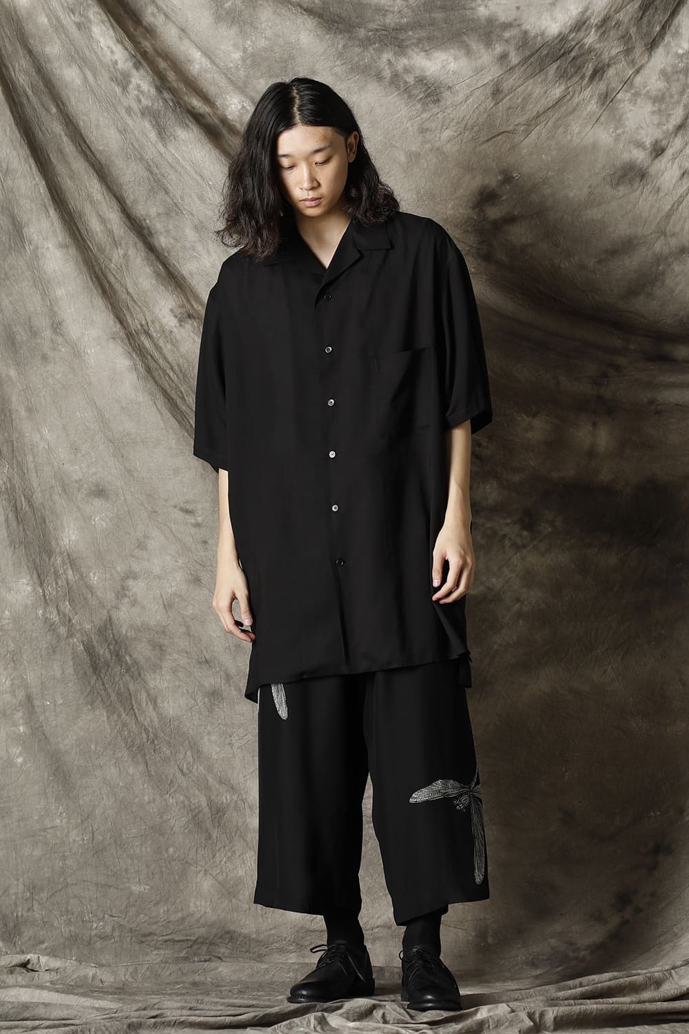 Open collar Tencel Short sleeve blouse