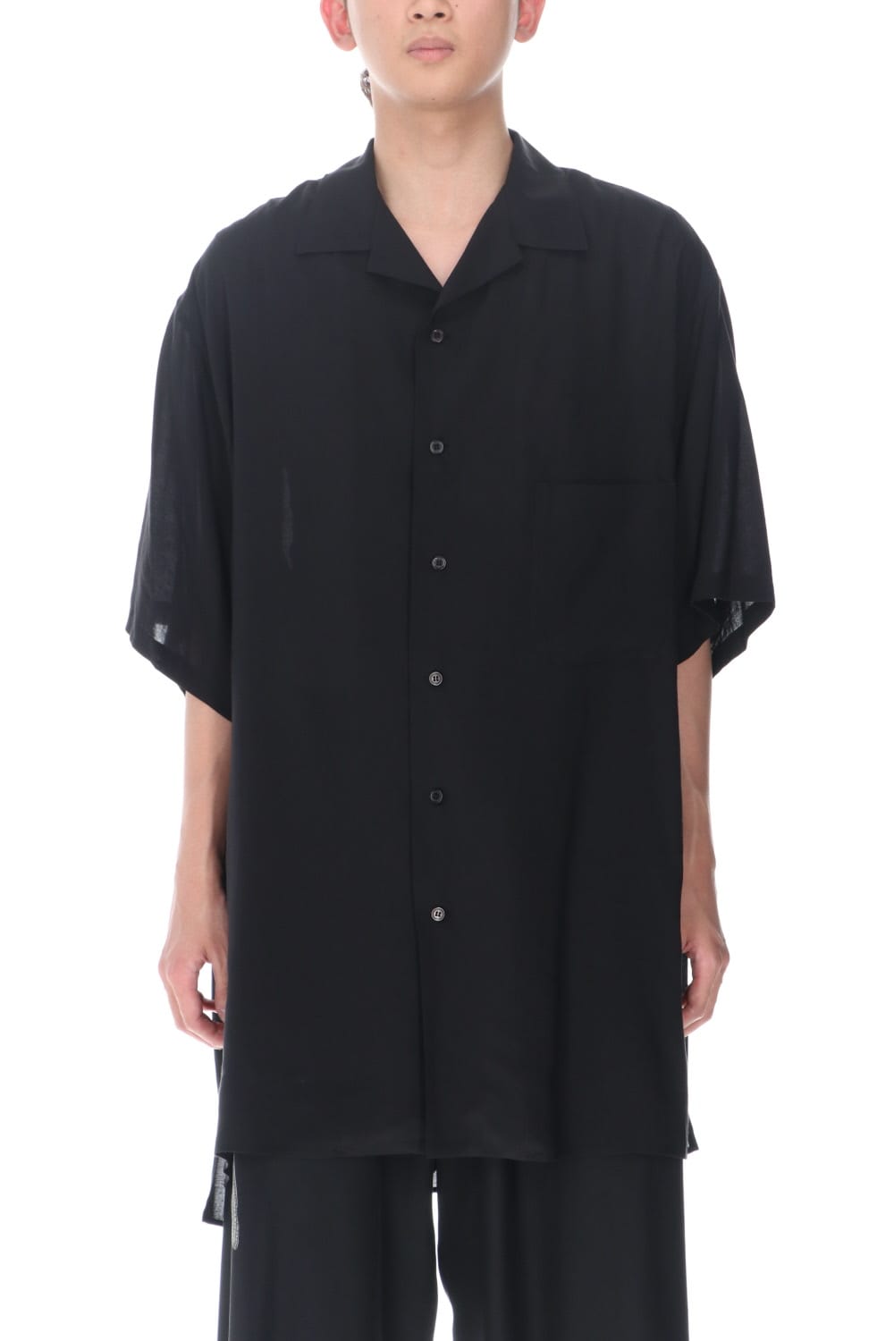 Open collar Tencel Short sleeve blouse