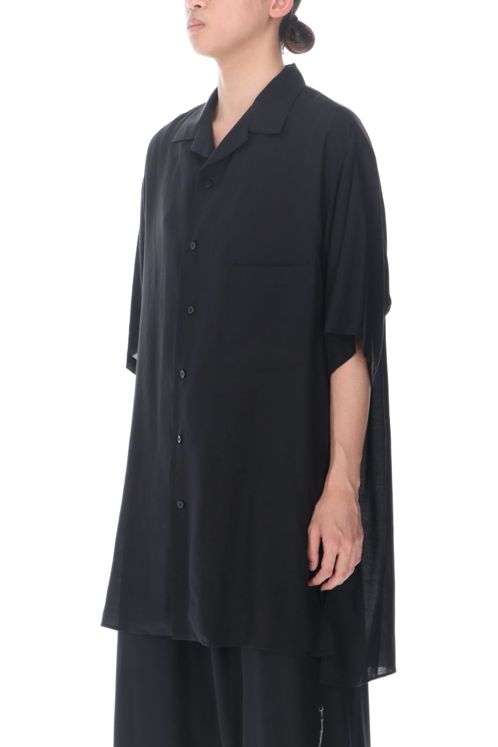 Open collar Tencel Short sleeve blouse