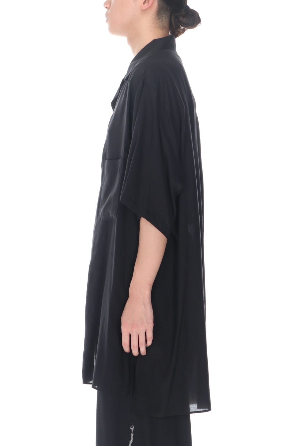 Open collar Tencel Short sleeve blouse