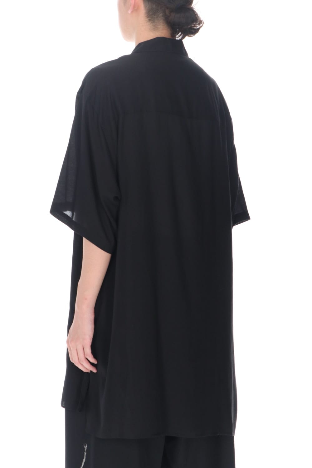 Open collar Tencel Short sleeve blouse