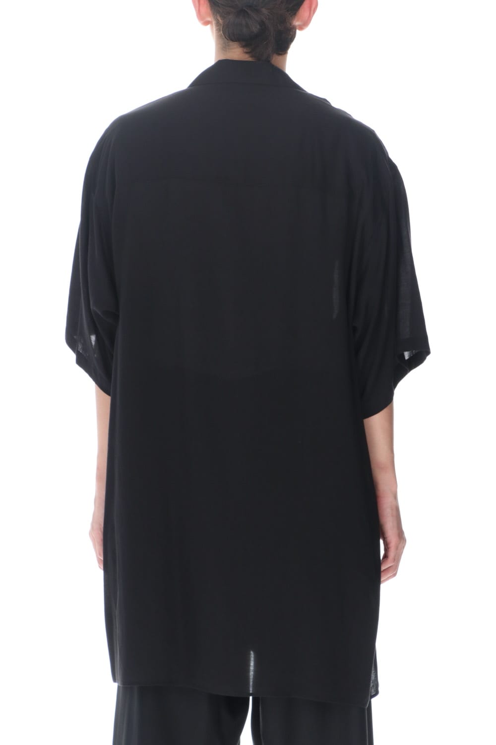 Open collar Tencel Short sleeve blouse