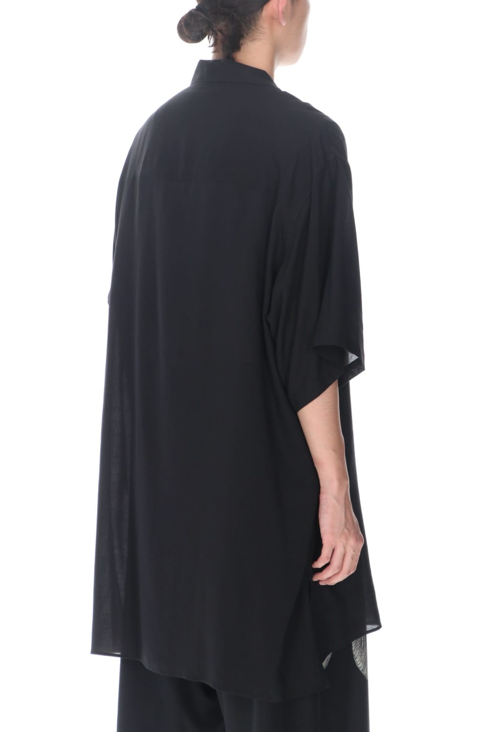 Open collar Tencel Short sleeve blouse