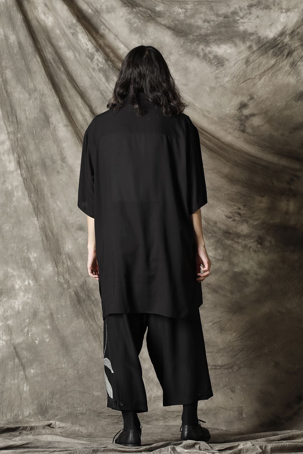 Open collar Tencel Short sleeve blouse