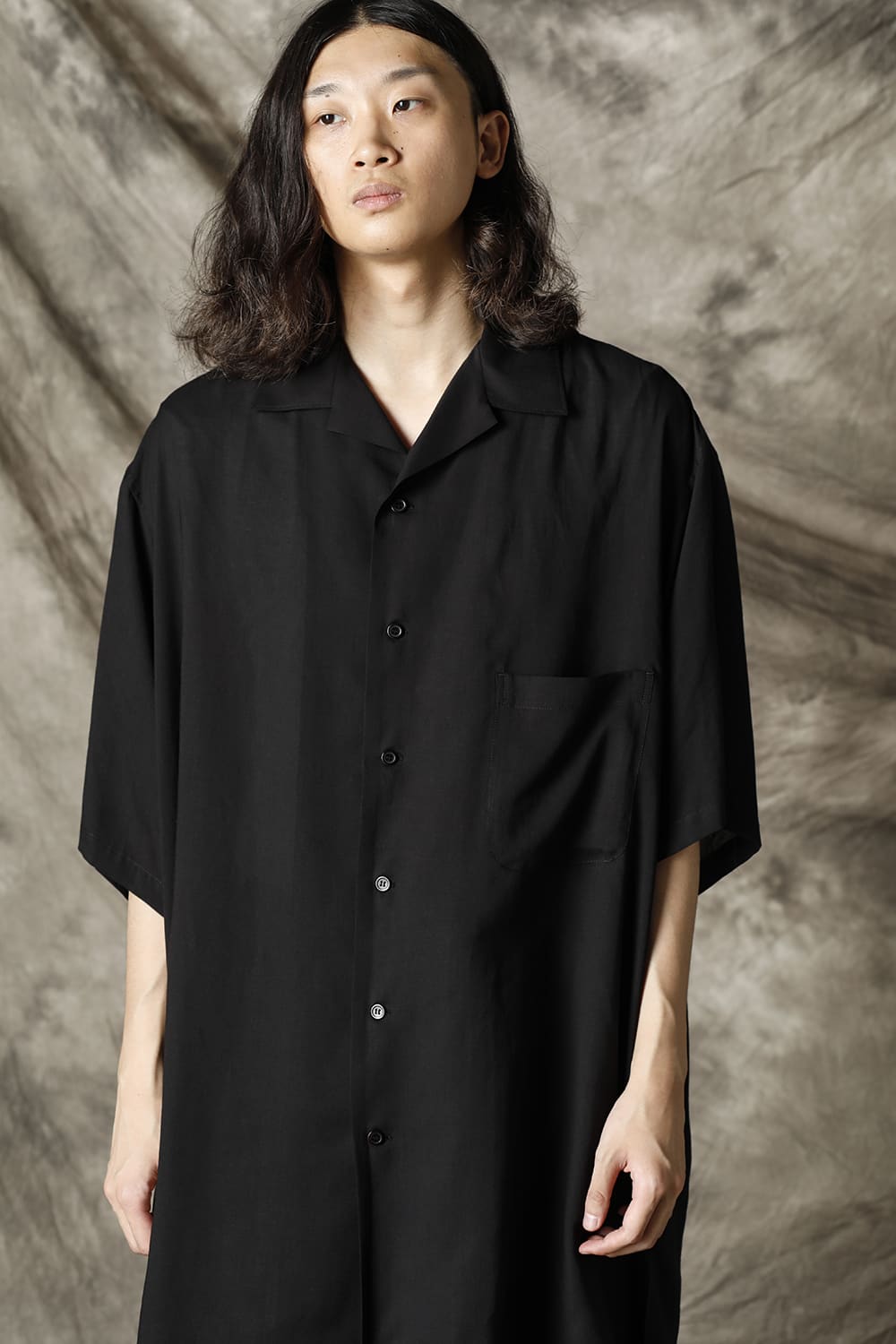 Open collar Tencel Short sleeve blouse