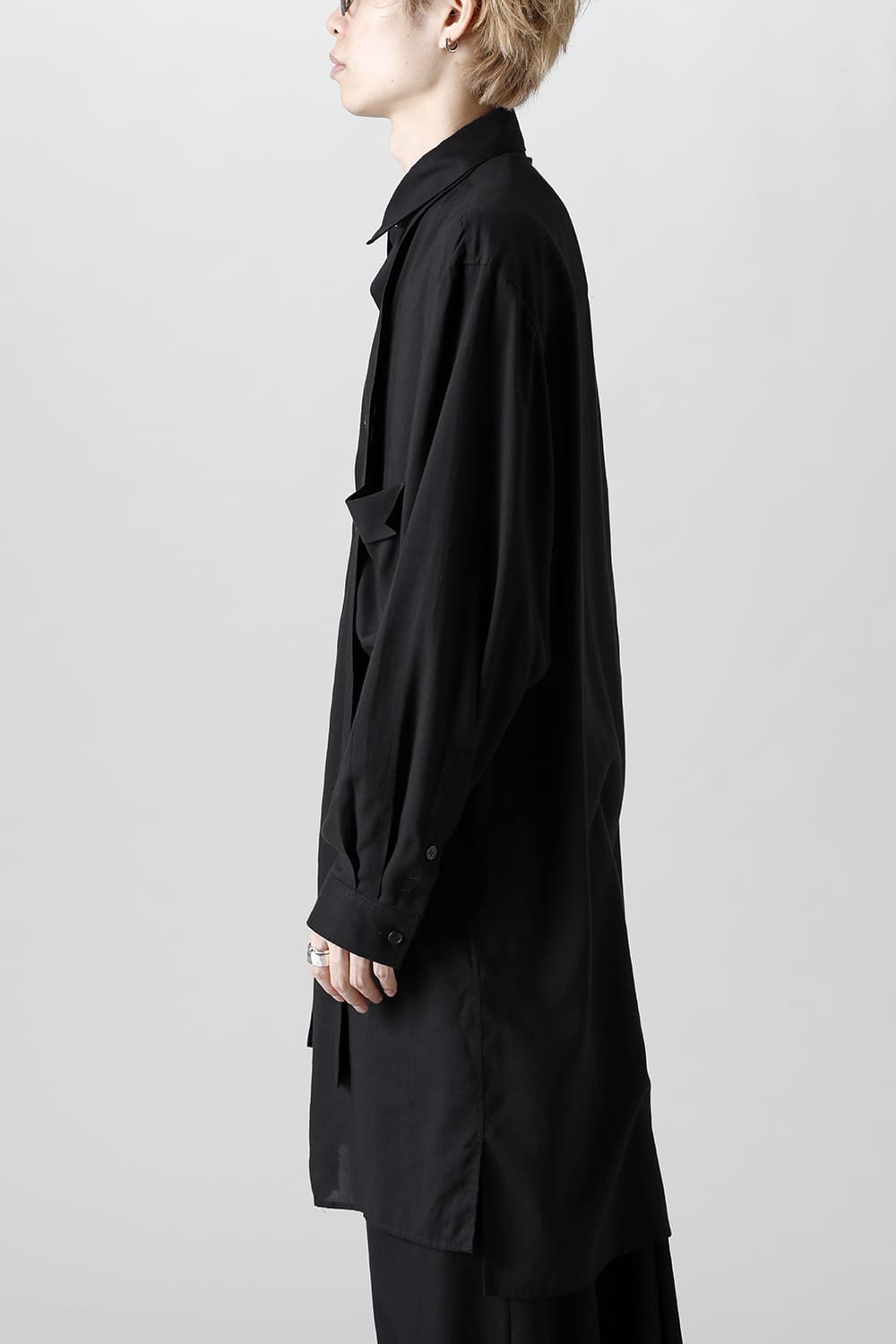 ロング 変形台衿 ブラウス