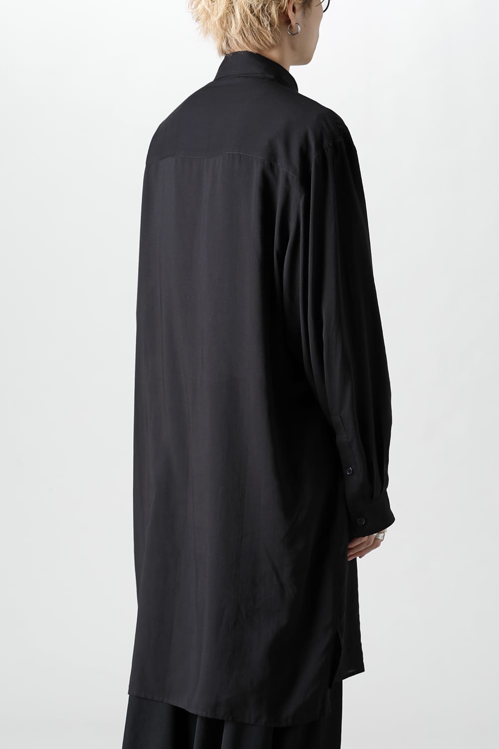 ロング 変形台衿 ブラウス