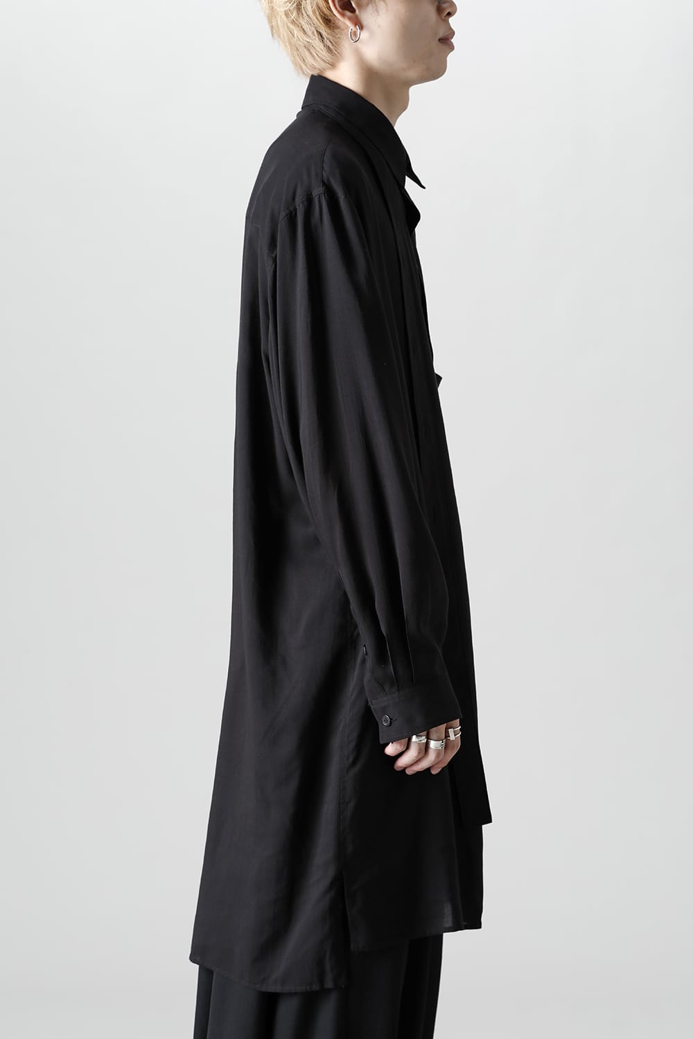 ロング 変形台衿 ブラウス