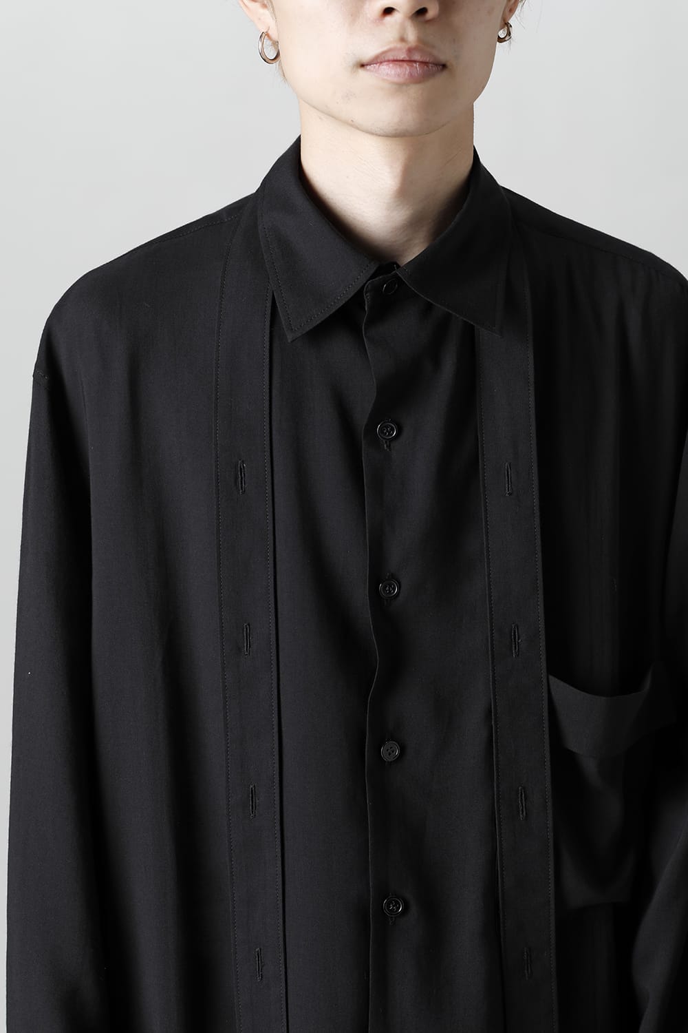 ロング 変形台衿 ブラウス