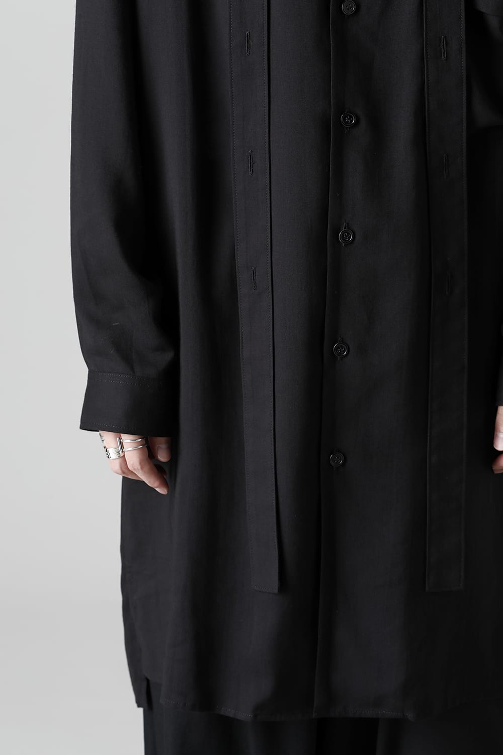 ロング 変形台衿 ブラウス