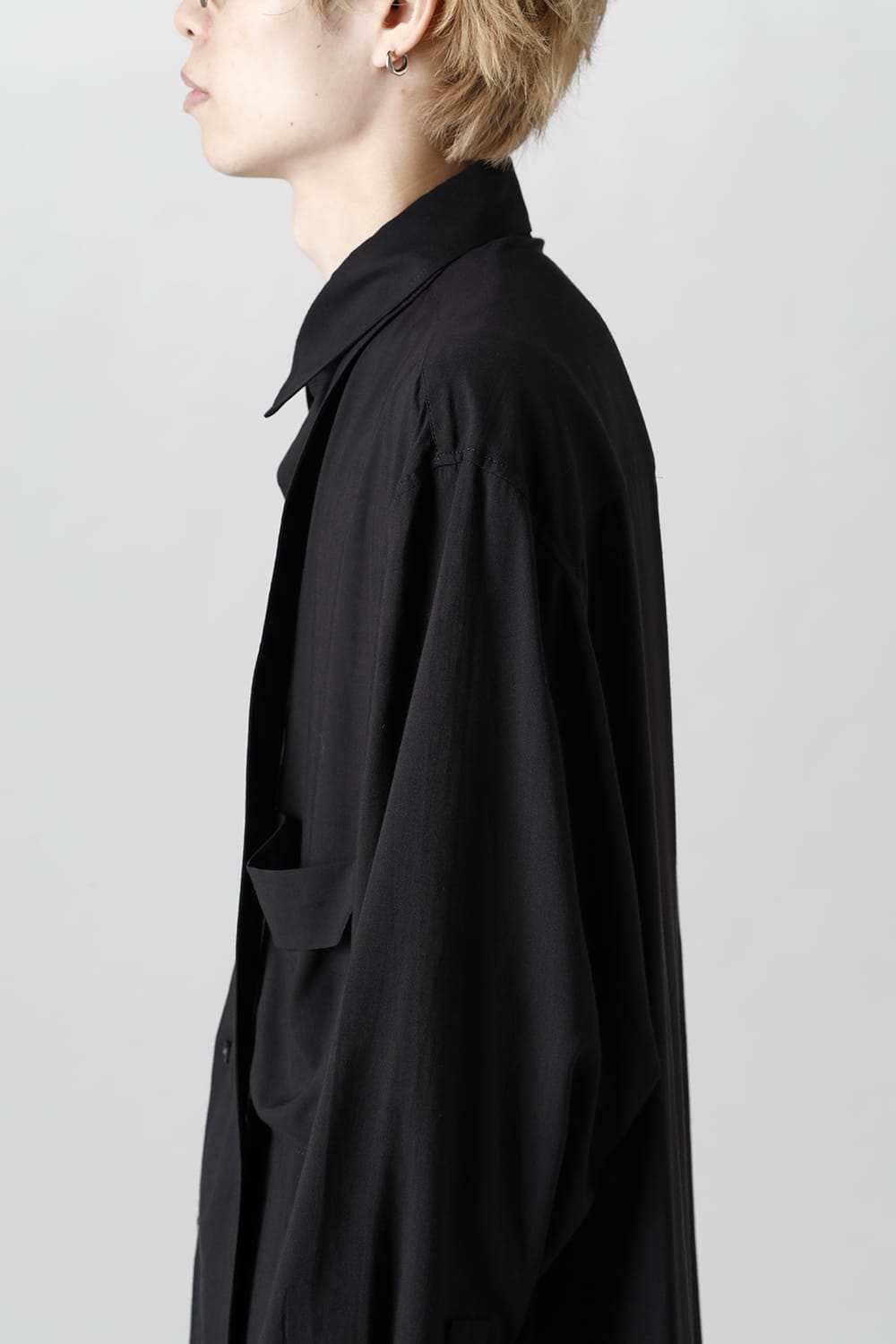 ロング 変形台衿 ブラウス