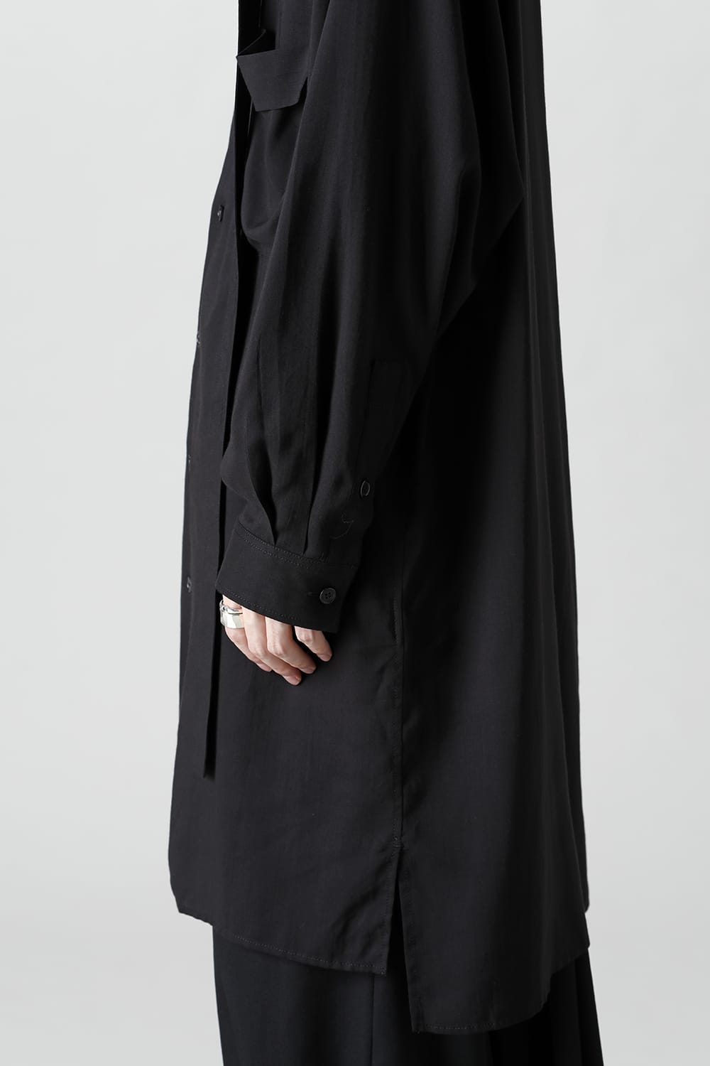 ロング 変形台衿 ブラウス