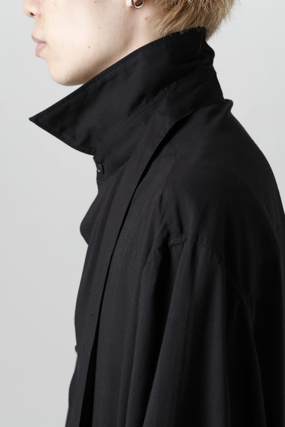 ロング 変形台衿 ブラウス