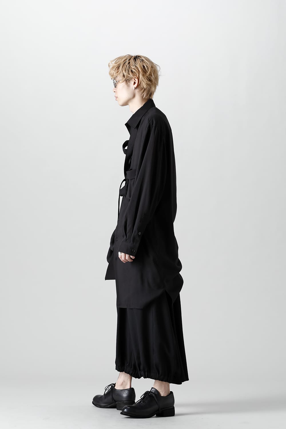 ロング 変形台衿 ブラウス