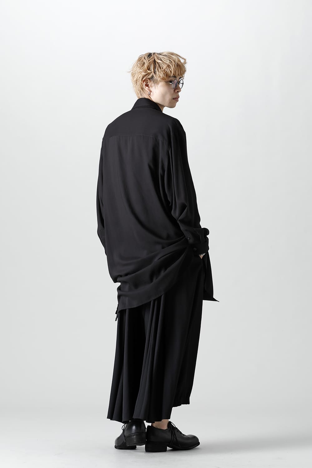 ロング 変形台衿 ブラウス