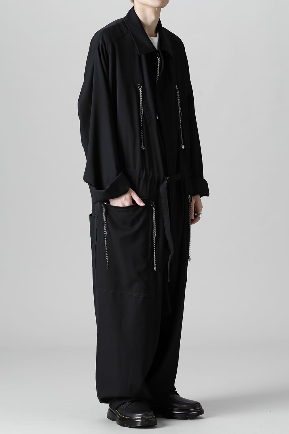 Wool gabardine Fastener Jumpsuit