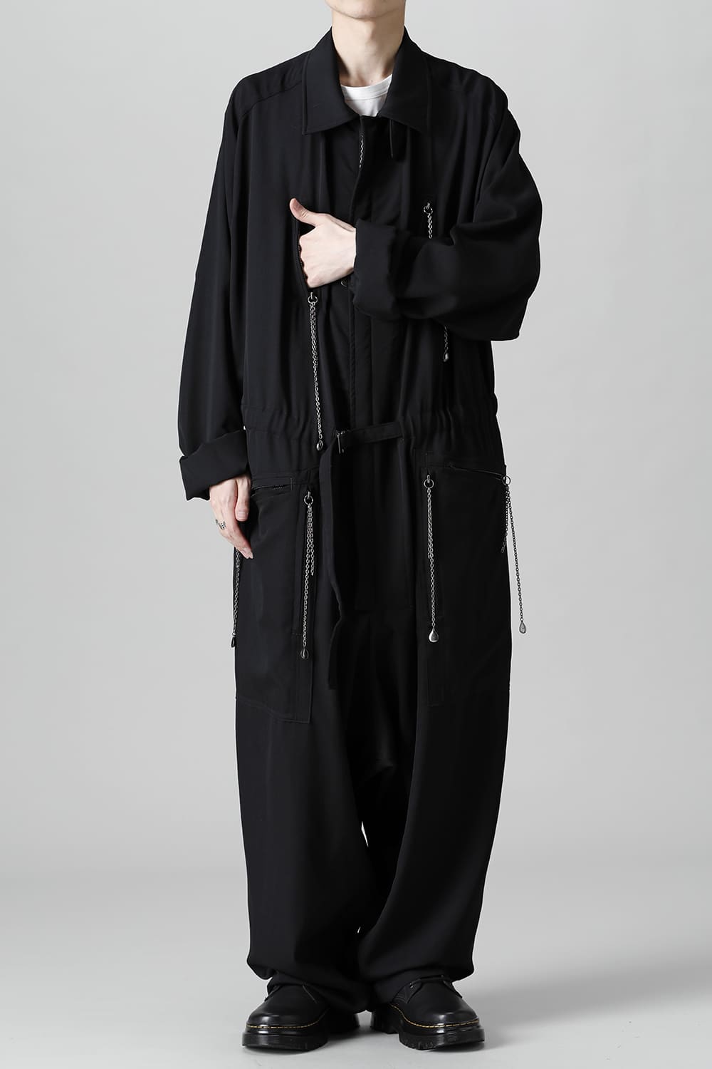 Wool gabardine Fastener Jumpsuit