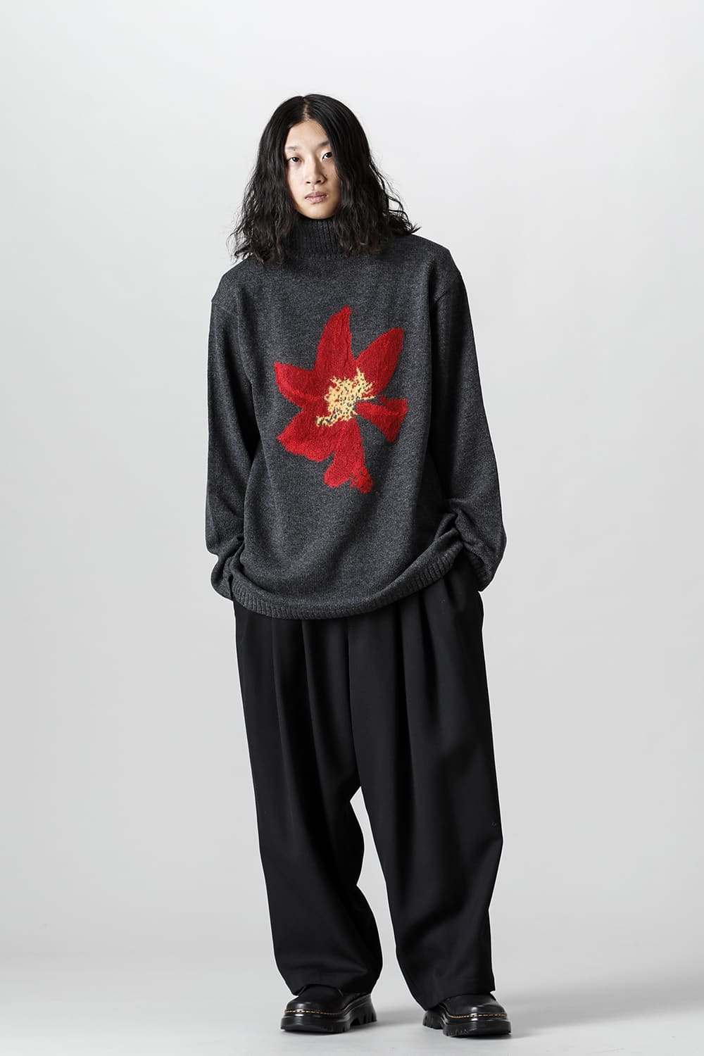 花柄タートル 長袖ニット