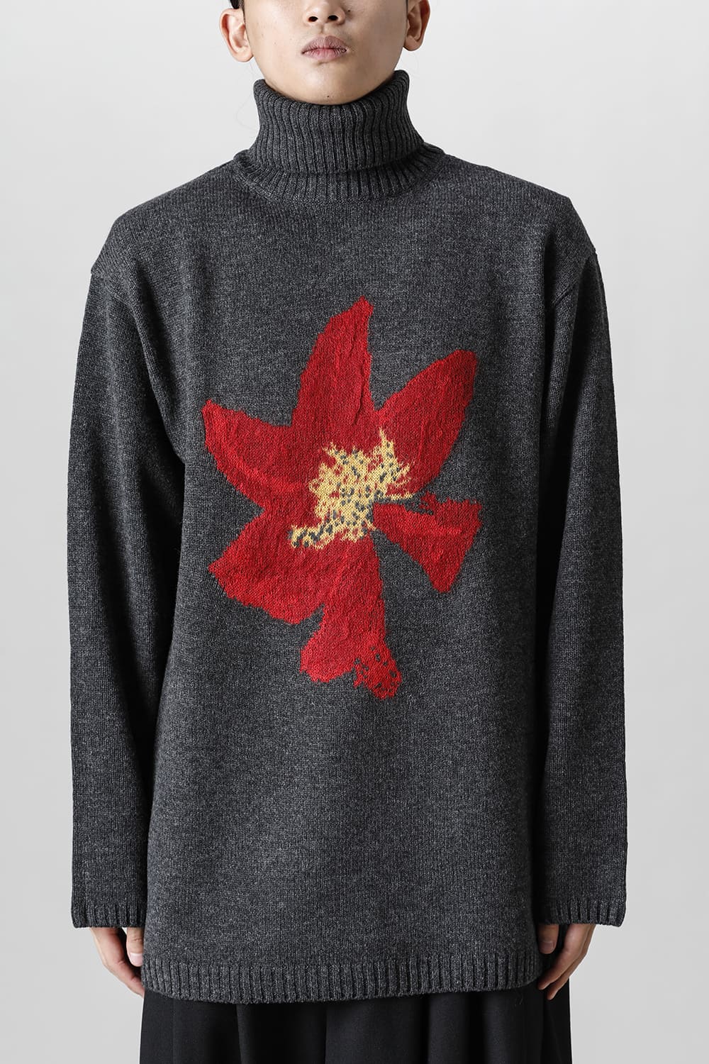 花柄タートル 長袖ニット